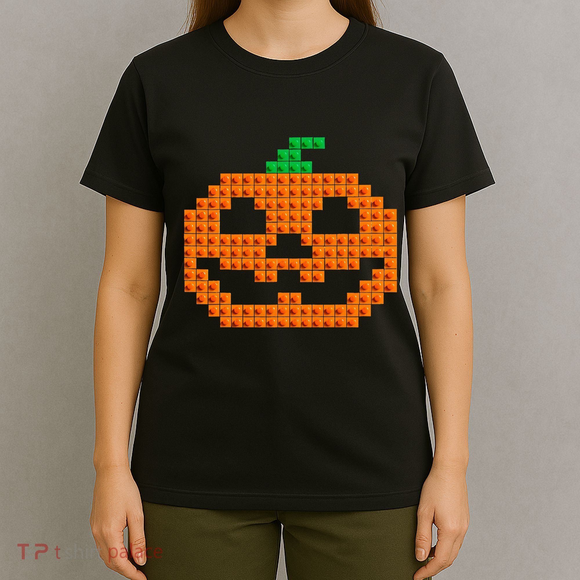 Halloween Master Builder Pumpkin Brick Building Block T-Shirt