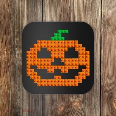 Halloween Master Builder Pumpkin Brick Building Block Coaster