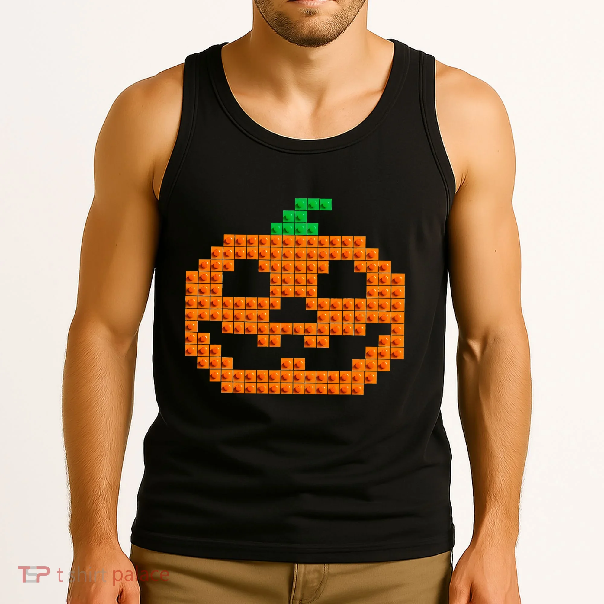 Halloween Master Builder Pumpkin Brick Building Block Tank Top