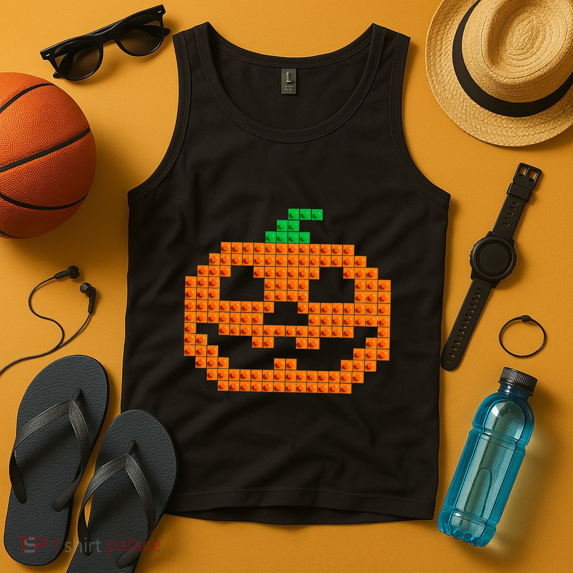 Halloween Master Builder Pumpkin Brick Building Block Tank Top