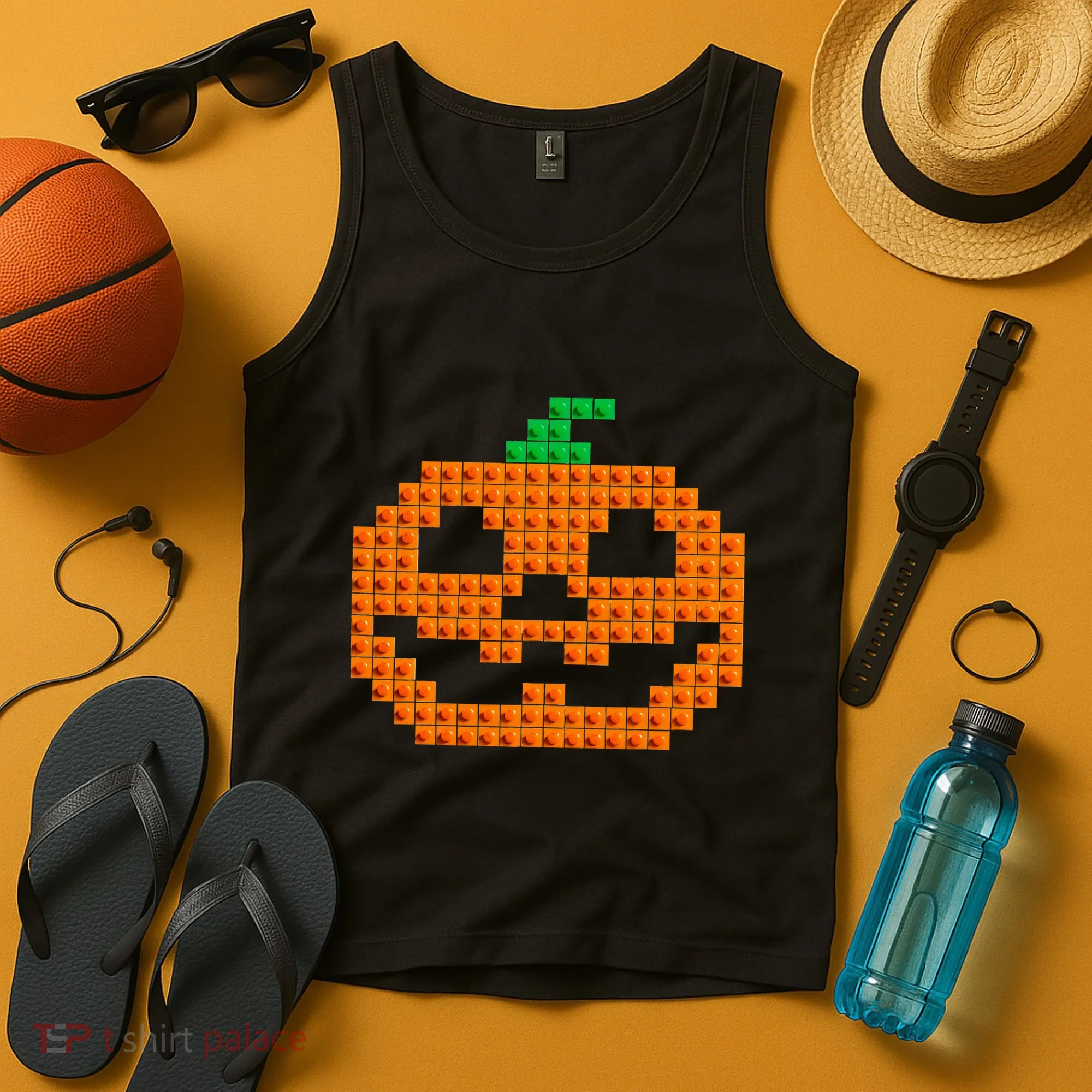 Halloween Master Builder Pumpkin Brick Building Block Tank Top