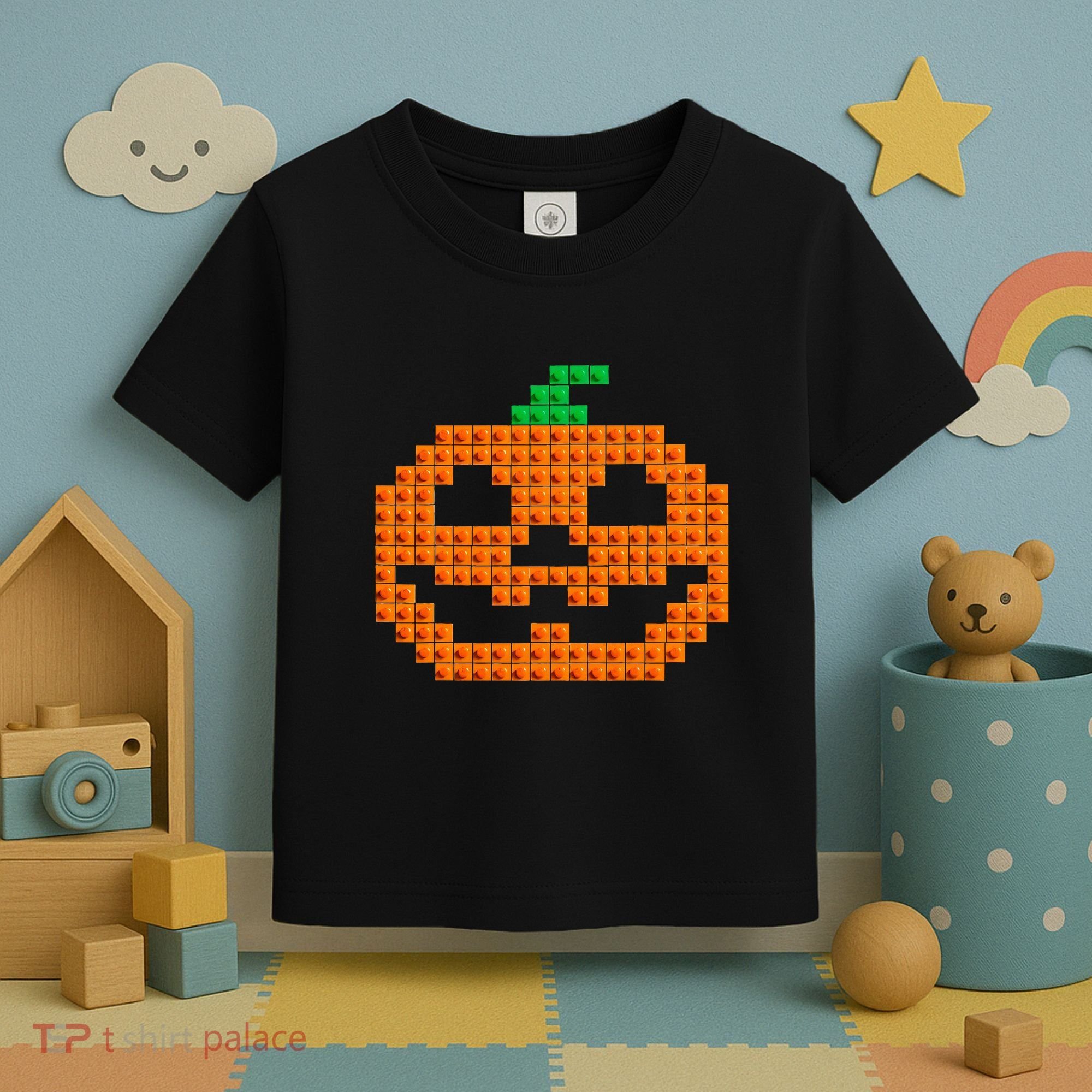 Halloween Master Builder Pumpkin Brick Building Block Toddler T-Shirt