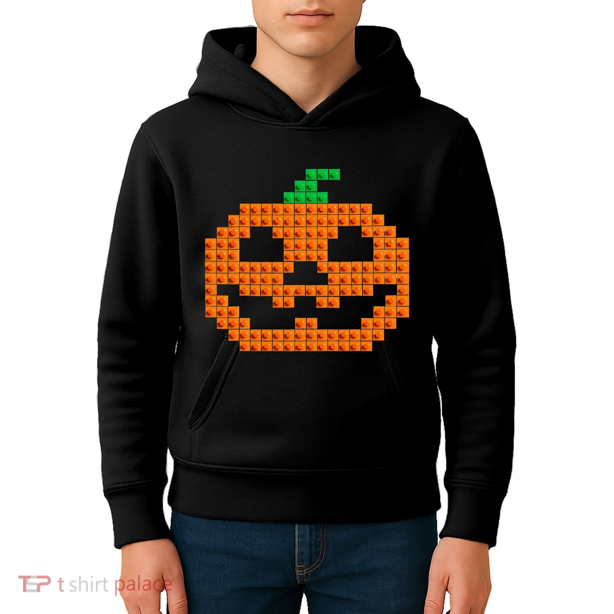 Halloween Master Builder Pumpkin Brick Building Block Kids Hoodie