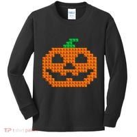 Halloween Master Builder Pumpkin Brick Building Block Kids Long Sleeve Shirt thumb 0