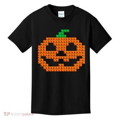 Halloween Master Builder Pumpkin Brick Building Block Kids T-Shirt