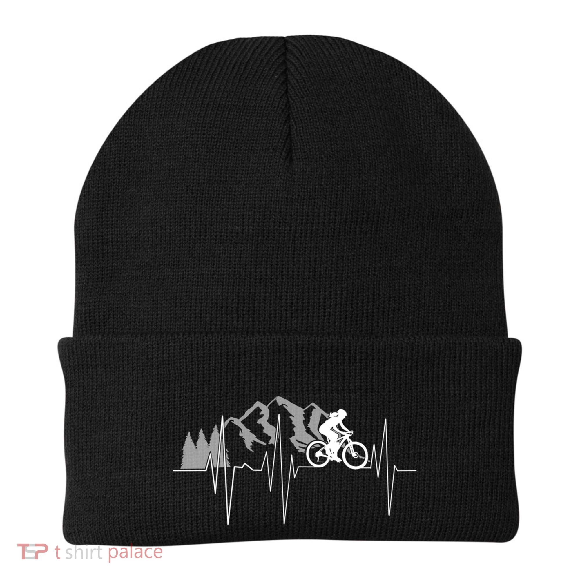 Heartbeat Mountain Biking Cyclist Funny Gift Beanie