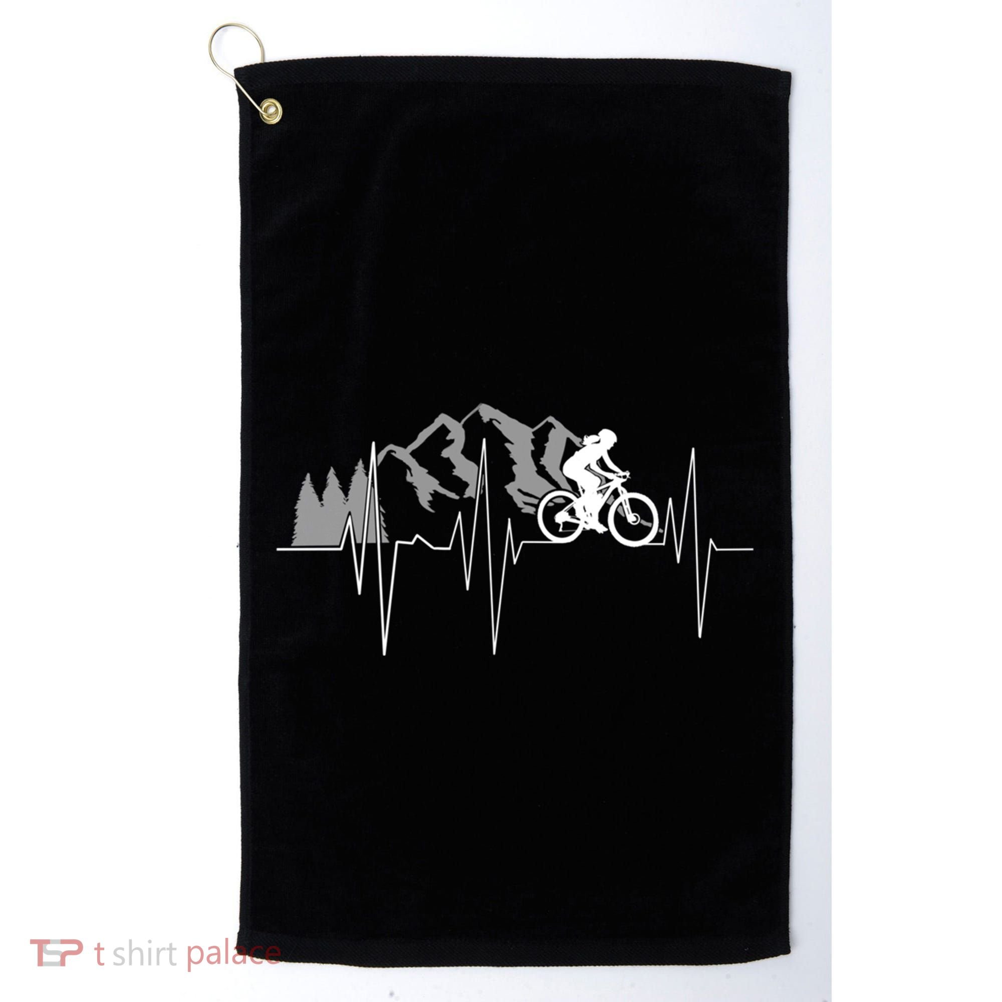 Heartbeat Mountain Biking Cyclist Funny Gift Golf Towel