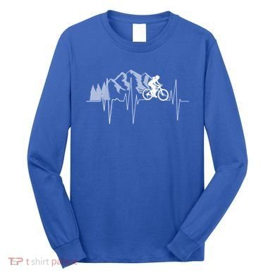 Heartbeat Mountain Biking Cyclist Funny Gift Long Sleeve Shirt