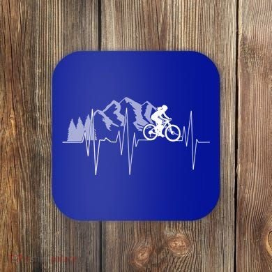 Heartbeat Mountain Biking Cyclist Funny Gift Coaster