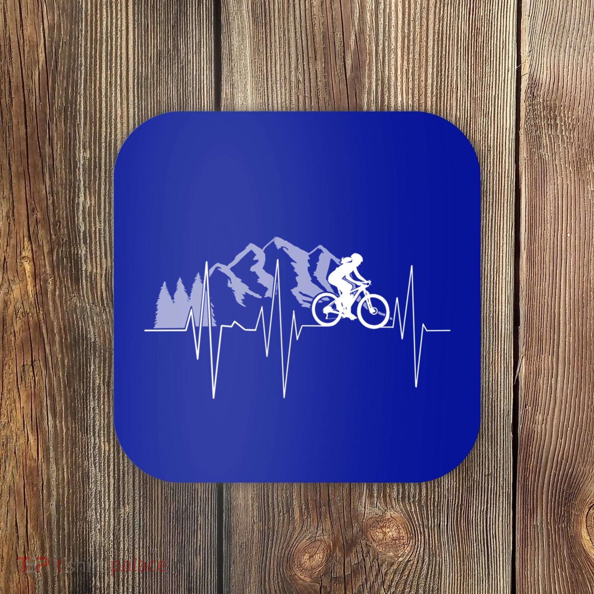 Heartbeat Mountain Biking Cyclist Funny Gift Coaster