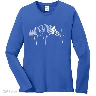 Heartbeat Mountain Biking Cyclist Funny Gift Women's Long Sleeve Shirt
