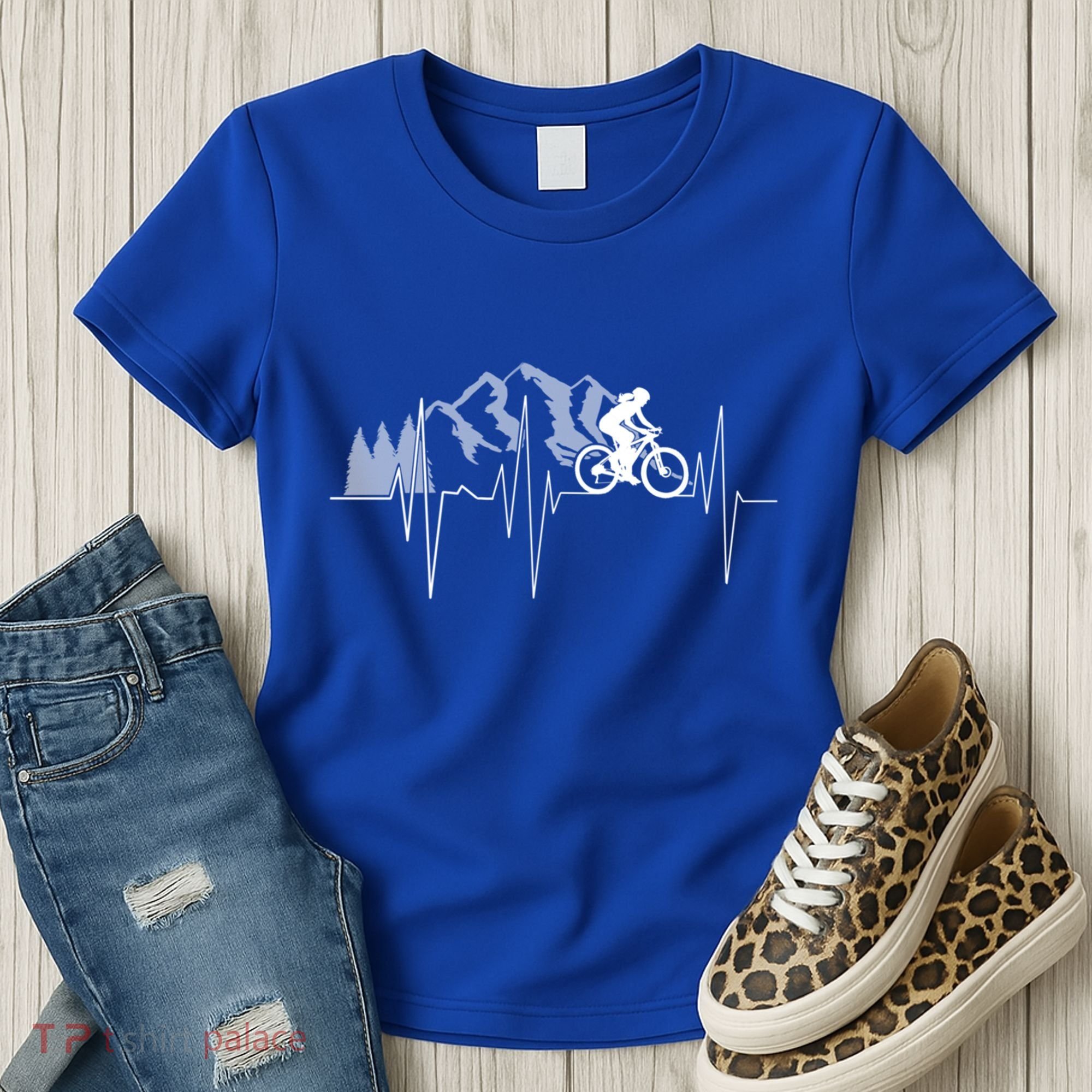 Heartbeat Mountain Biking Cyclist Funny Gift Women's T-Shirt