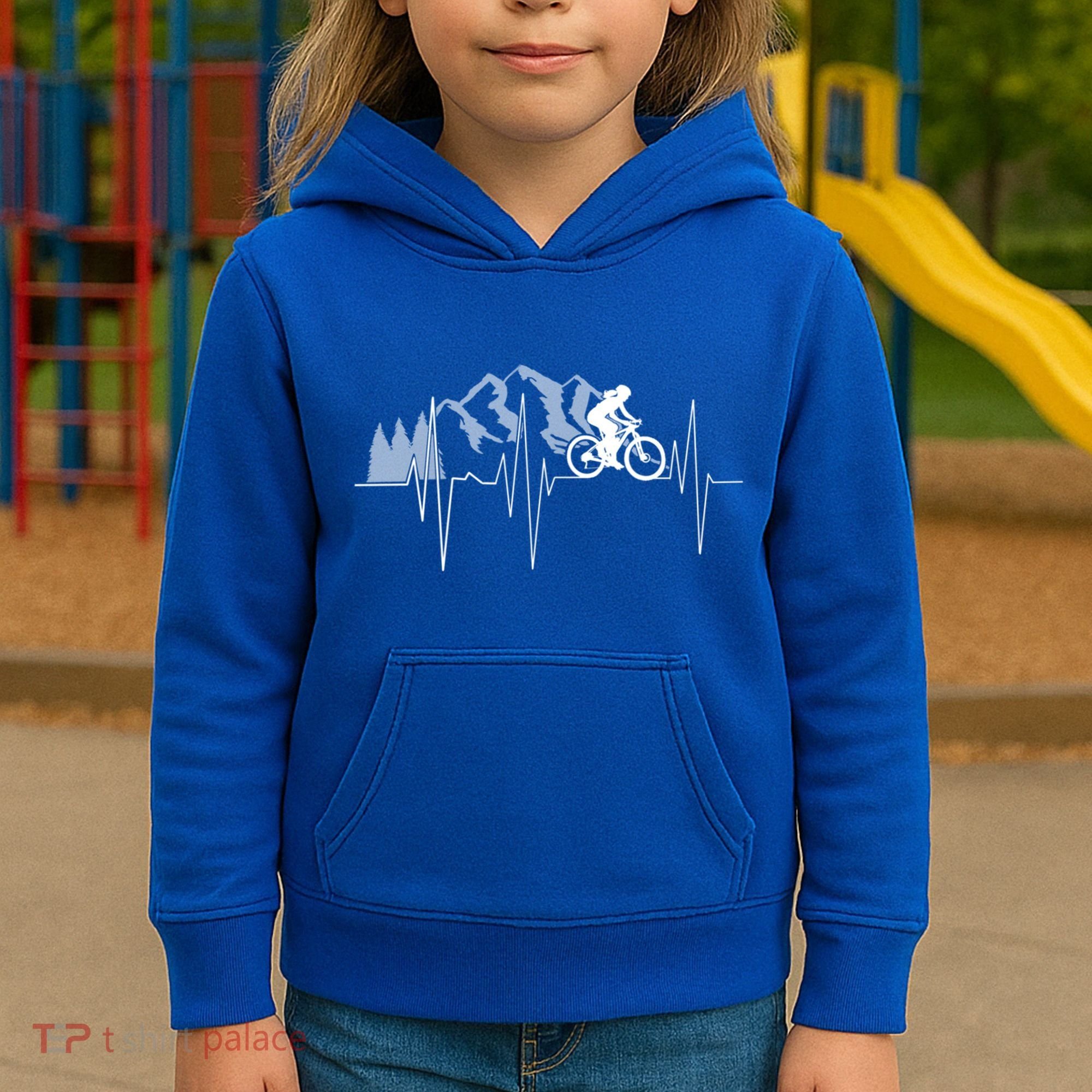 Heartbeat Mountain Biking Cyclist Funny Gift Kids Hoodie