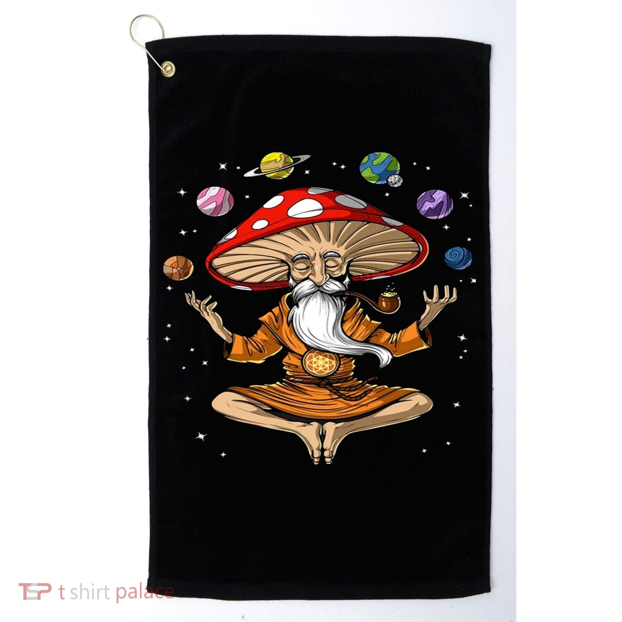Hippie Mushroom Buddha Golf Towel