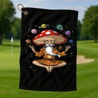 Hippie Mushroom Buddha Golf Towel thumb 1