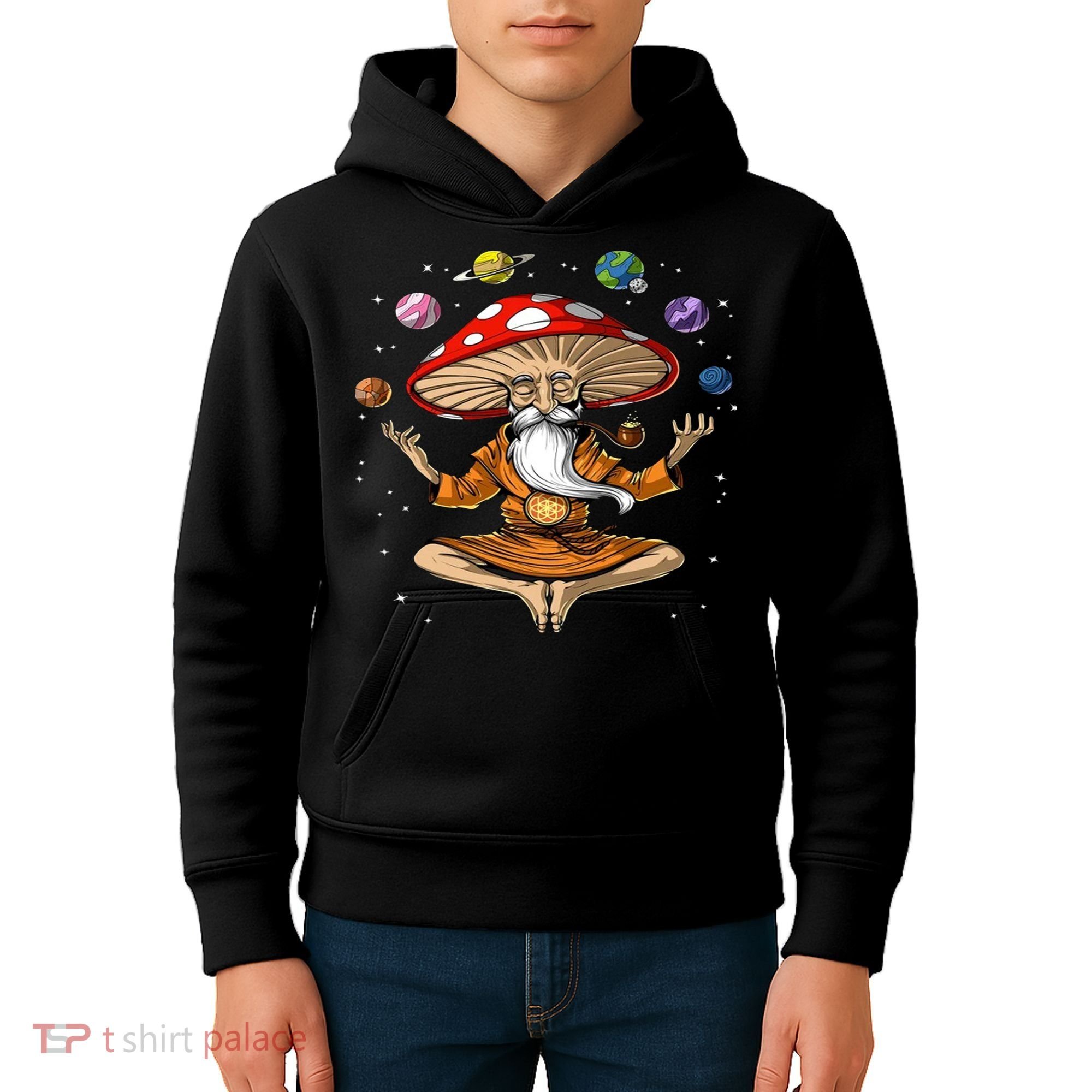 Hippie Mushroom Buddha Kids Hoodie