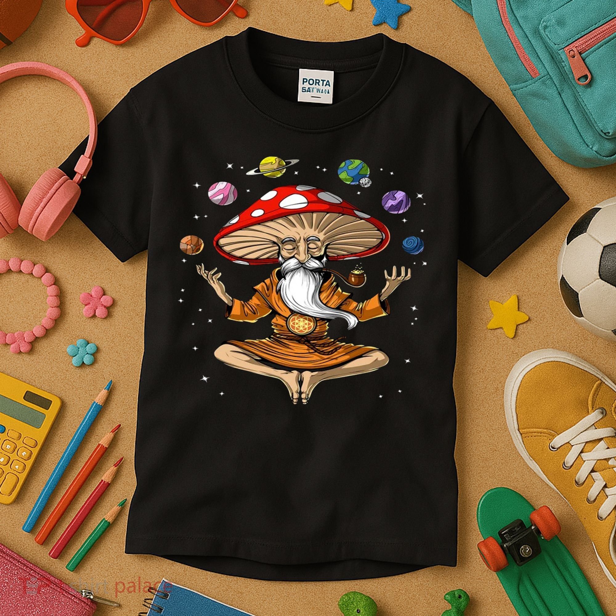 Hippie Mushroom Buddha Kids T-Shirt