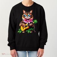 Hawaiian Maine Coon Cat Pineapple Ukulele Summer Vacation Women's Sweatshirt thumb 0