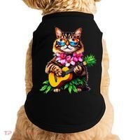 Hawaiian Maine Coon Cat Pineapple Ukulele Summer Vacation Doggie Tank thumb 0