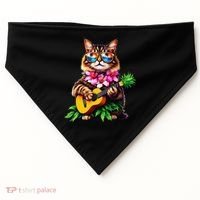 Hawaiian Maine Coon Cat Pineapple Ukulele Summer Vacation USA-Made Doggie Bandana thumb 0