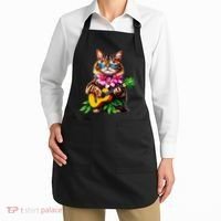 Hawaiian Maine Coon Cat Pineapple Ukulele Summer Vacation Apron thumb 2