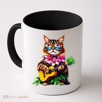 Hawaiian Maine Coon Cat Pineapple Ukulele Summer Vacation Coffee Mug thumb 0