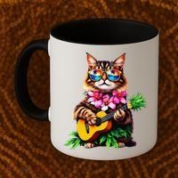 Hawaiian Maine Coon Cat Pineapple Ukulele Summer Vacation Coffee Mug thumb 2