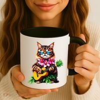 Hawaiian Maine Coon Cat Pineapple Ukulele Summer Vacation Coffee Mug thumb 3