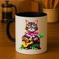 Hawaiian Maine Coon Cat Pineapple Ukulele Summer Vacation Coffee Mug thumb 4