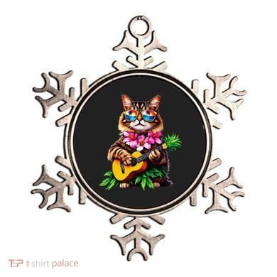 Hawaiian Maine Coon Cat Pineapple Ukulele Summer Vacation Ornament