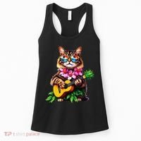 Hawaiian Maine Coon Cat Pineapple Ukulele Summer Vacation Women's Tank Top thumb 0