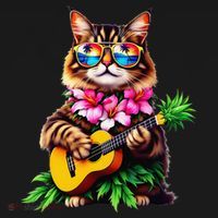 Hawaiian Maine Coon Cat Pineapple Ukulele Summer Vacation Baby Bodysuit thumb 2