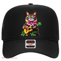 Hawaiian Maine Coon Cat Pineapple Ukulele Summer Vacation Hat thumb 0
