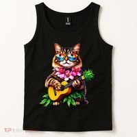 Hawaiian Maine Coon Cat Pineapple Ukulele Summer Vacation Tank Top thumb 2