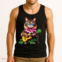 Hawaiian Maine Coon Cat Pineapple Ukulele Summer Vacation Tank Top thumb 3