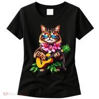 Hawaiian Maine Coon Cat Pineapple Ukulele Summer Vacation Women's T-Shirt thumb 0