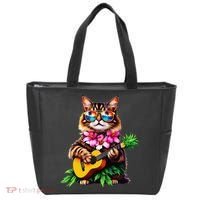 Hawaiian Maine Coon Cat Pineapple Ukulele Summer Vacation Tote Bag thumb 0