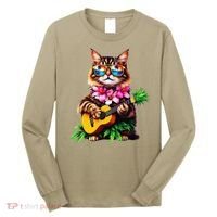 Hawaiian Maine Coon Cat Pineapple Ukulele Summer Vacation Long Sleeve Shirt thumb 0