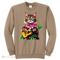 Hawaiian Maine Coon Cat Pineapple Ukulele Summer Vacation Sweatshirt thumb 0