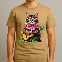Hawaiian Maine Coon Cat Pineapple Ukulele Summer Vacation T-Shirt thumb 3