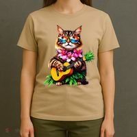Hawaiian Maine Coon Cat Pineapple Ukulele Summer Vacation T-Shirt thumb 4