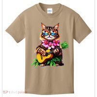 Hawaiian Maine Coon Cat Pineapple Ukulele Summer Vacation Kids T-Shirt thumb 0