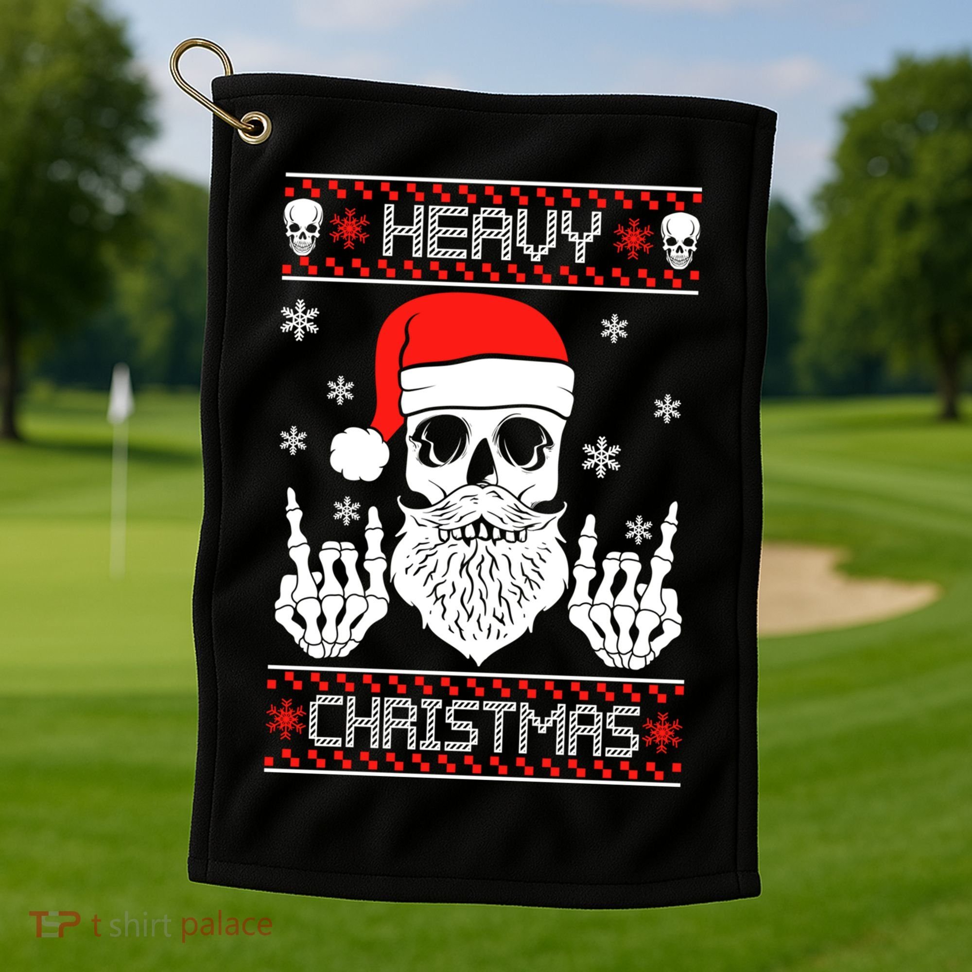 Heavy Metal Christmas 2020 Ugly Christmas Cool Gift Golf Towel
