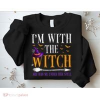 Halloween Matching Couples Costume IM With The Witch Sweatshirt thumb 2