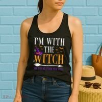 Halloween Matching Couples Costume IM With The Witch Women's Tank Top thumb 2