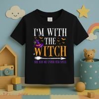 Halloween Matching Couples Costume IM With The Witch Toddler T-Shirt thumb 3