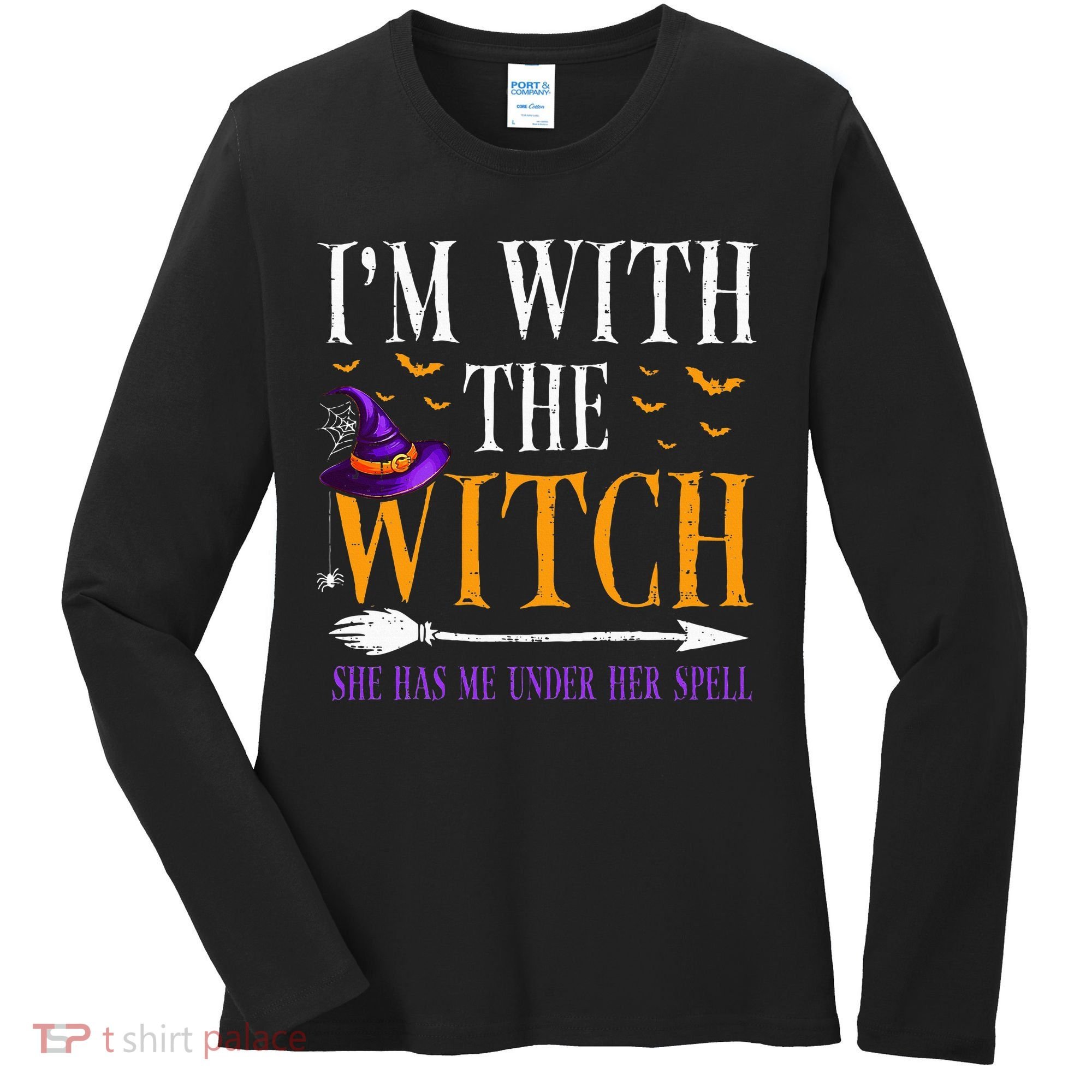 Halloween Matching Couples Costume IM With The Witch Women's Long Sleeve Shirt
