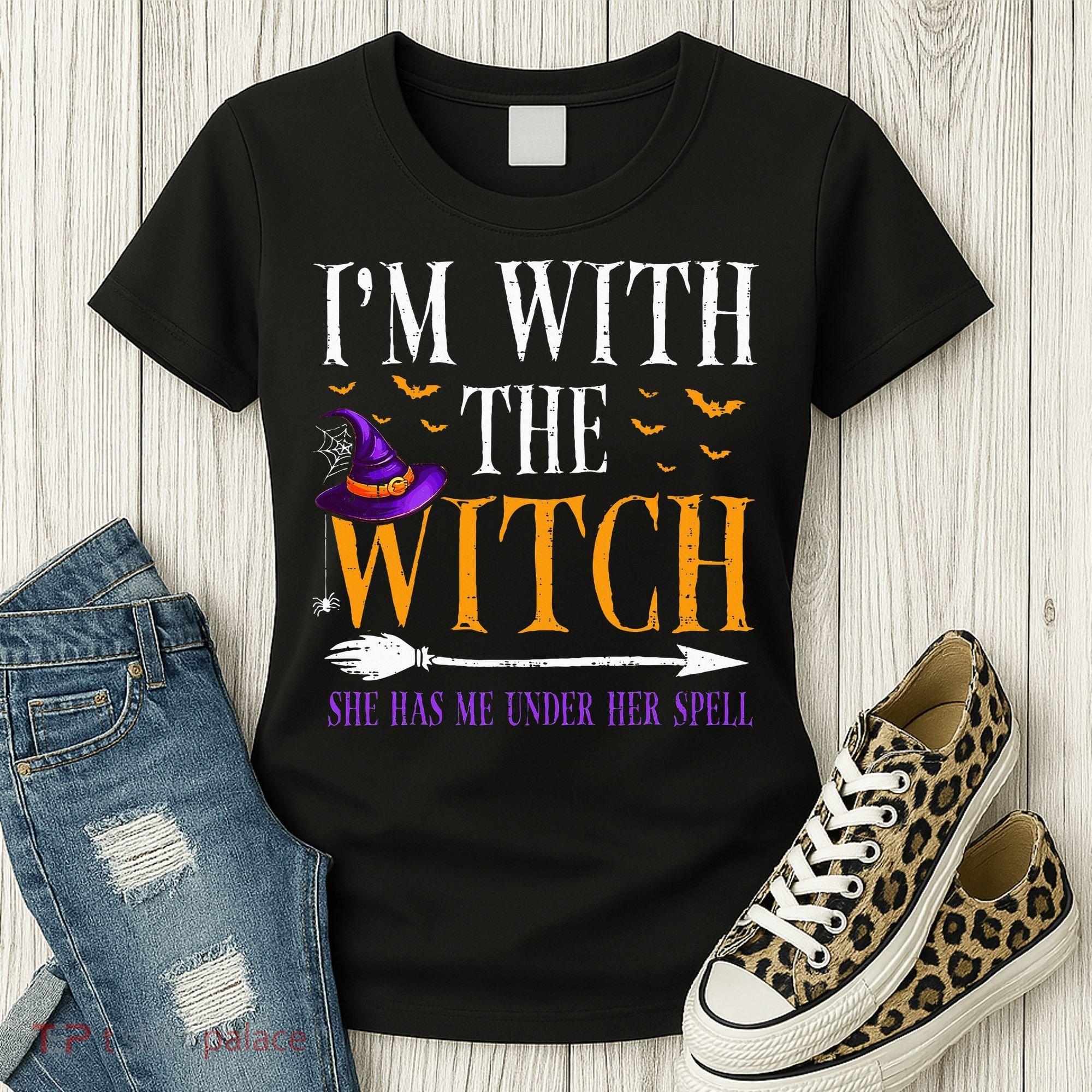 Halloween Matching Couples Costume IM With The Witch Women's T-Shirt