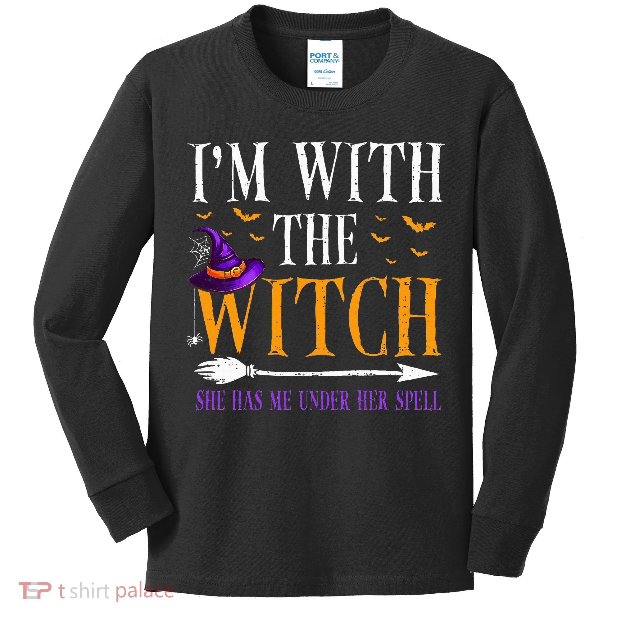 Halloween Matching Couples Costume IM With The Witch Kids Long Sleeve Shirt