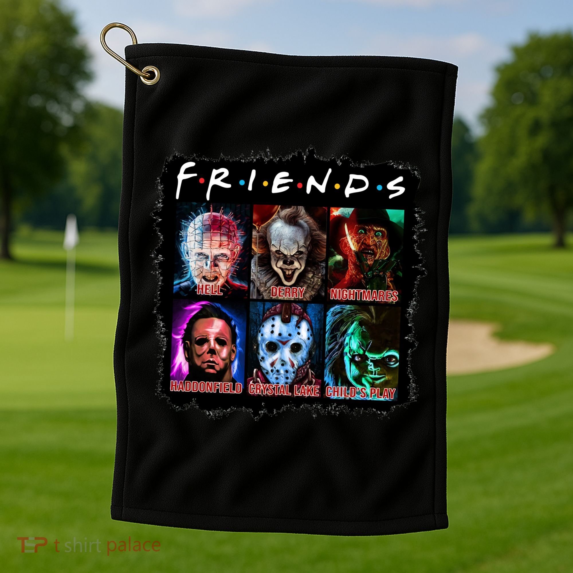 Horror Movie Character Halloween Friends Horror Fan Gift Golf Towel